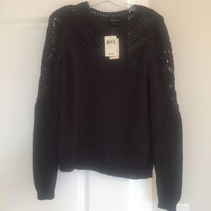 Dark Green Chunky Sweater NWT Open Weave Detail